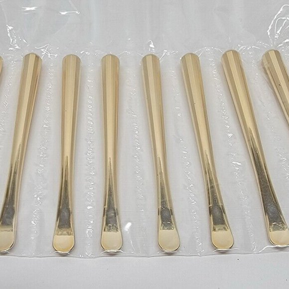 10 Pack Metal Makeup Cosmetic Spatula, Mini Spoon, Re-Nutriv, Gold Tone - Picture 3 of 4
